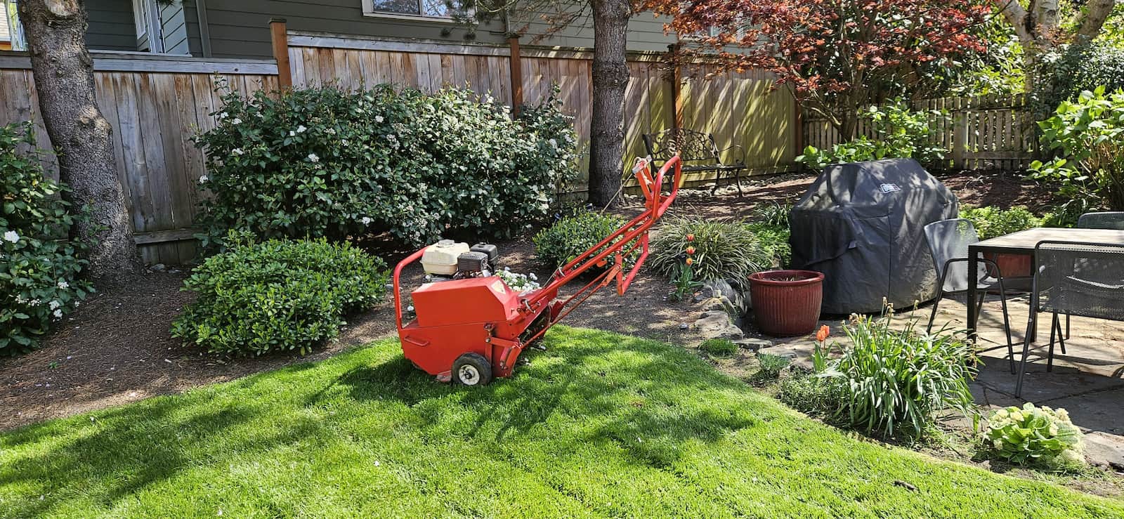 bright red mower